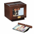 Dark Brown Solid Wooden Photo Box W/ Swing Stand (4"x6" Photo)